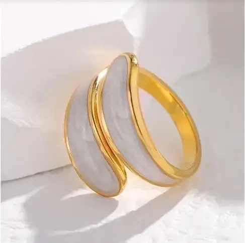 Bague Jonc Double Nacre et Or