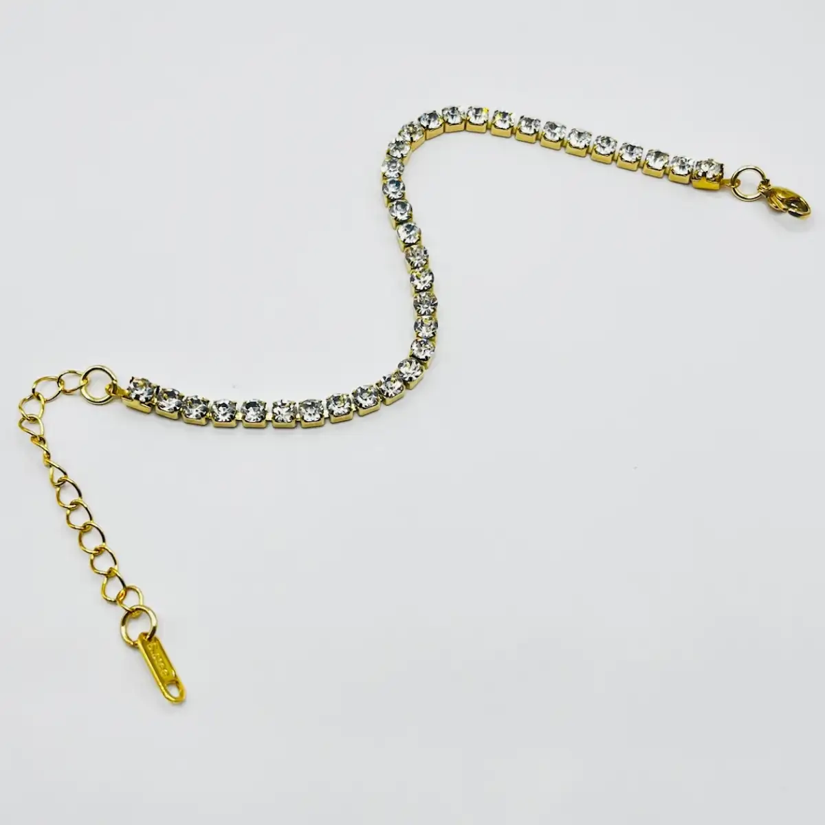 Bracelet Scintillant plaqué Or 18K et pierres de moissanite artificielle de 3mm