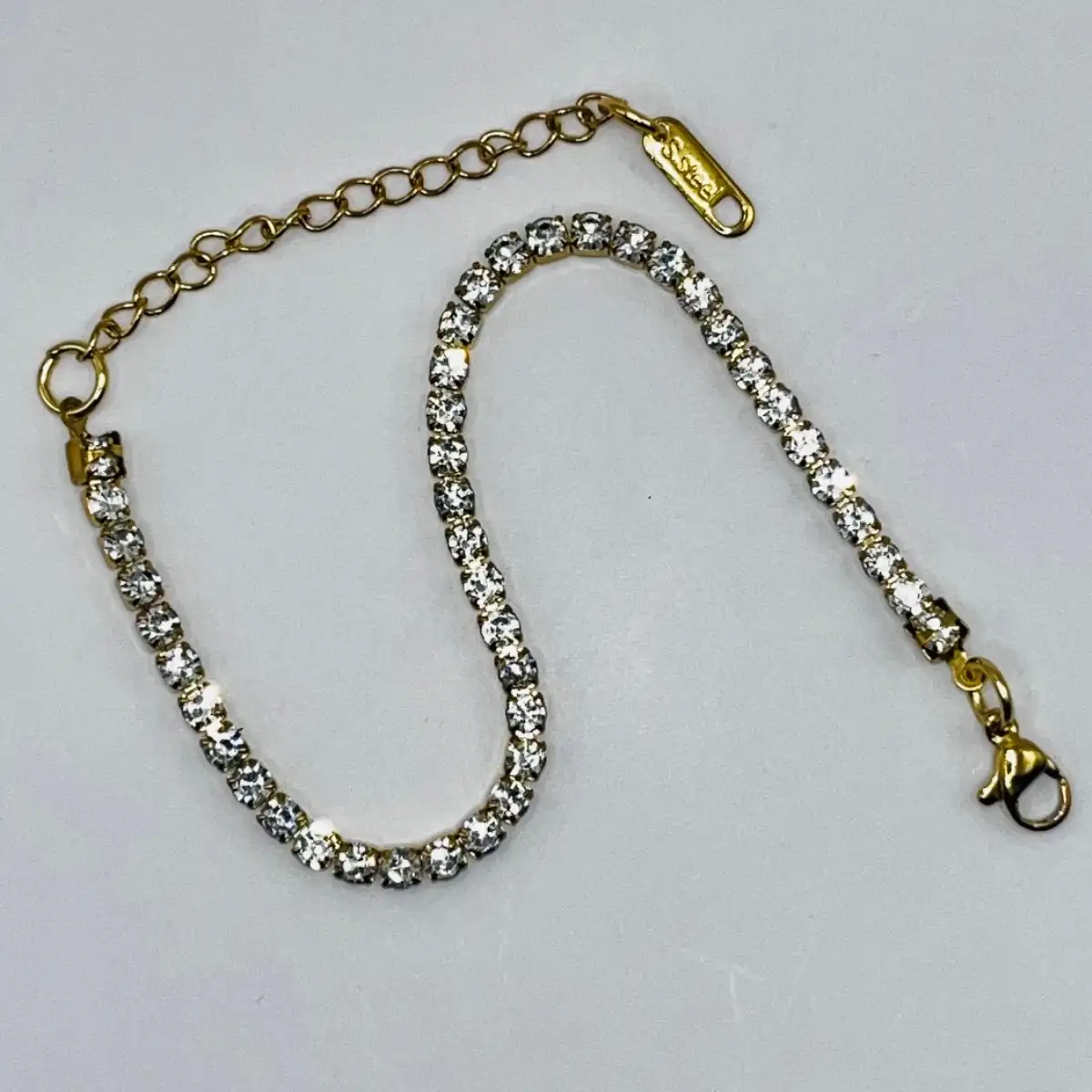 Bracelet Scintillant plaqué Or 18K et pierres de moissanite artificielle de 3mm