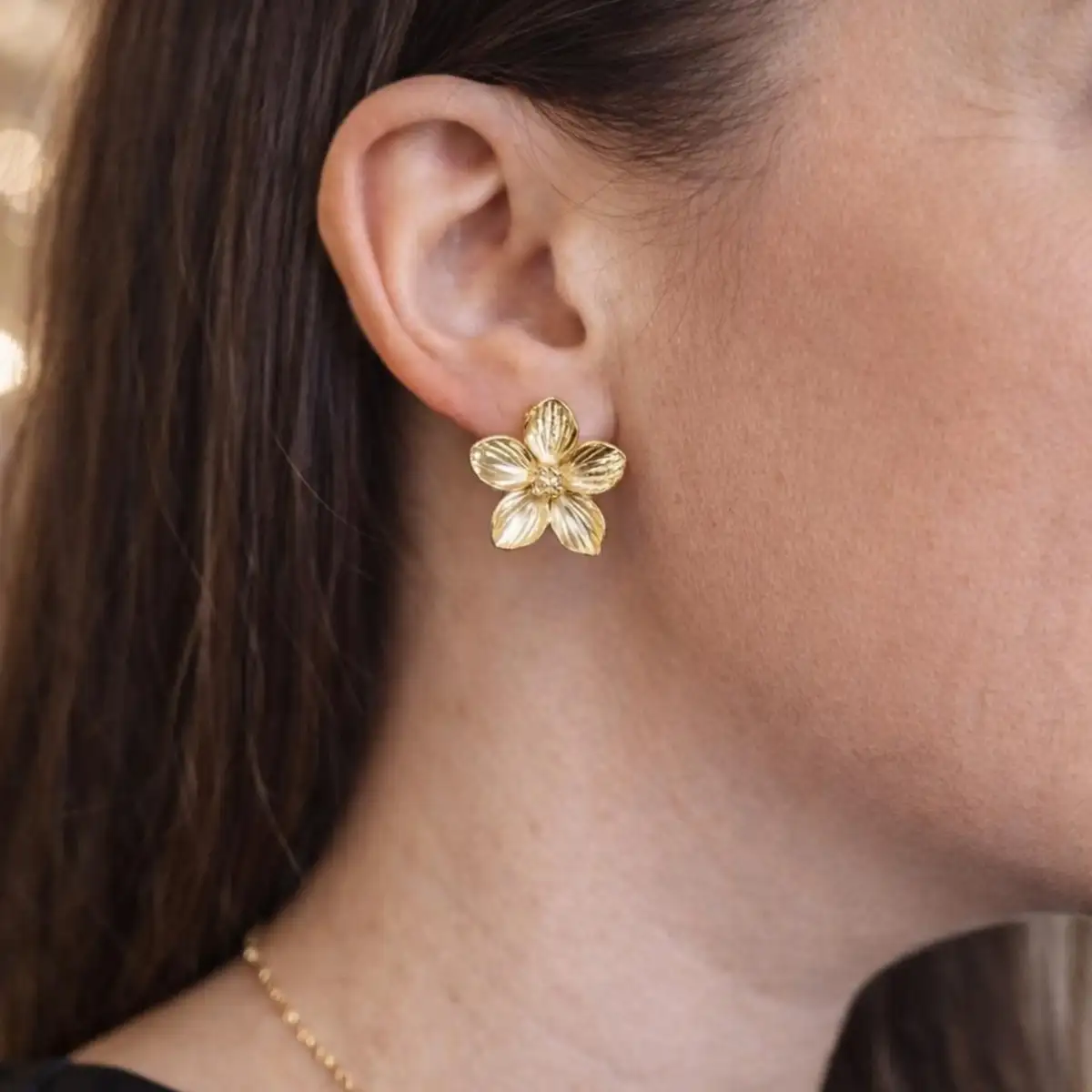 Boucles d’oreilles fleur Dorée