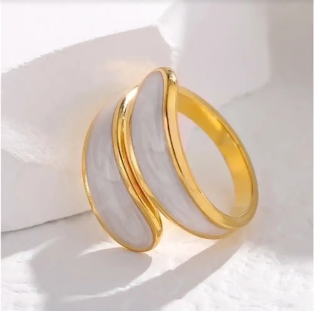 Bague Jonc Double Nacre et Or