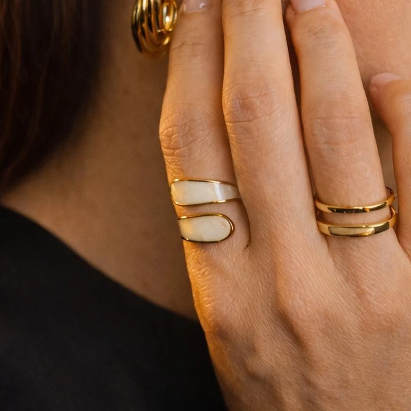 Bague Jonc Double Nacre et Or