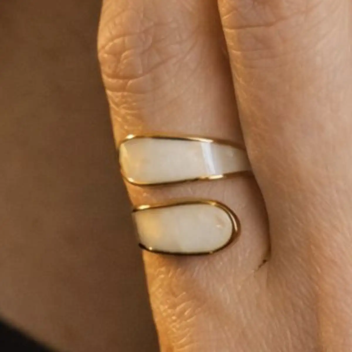 Bague Jonc Double Nacre et Or