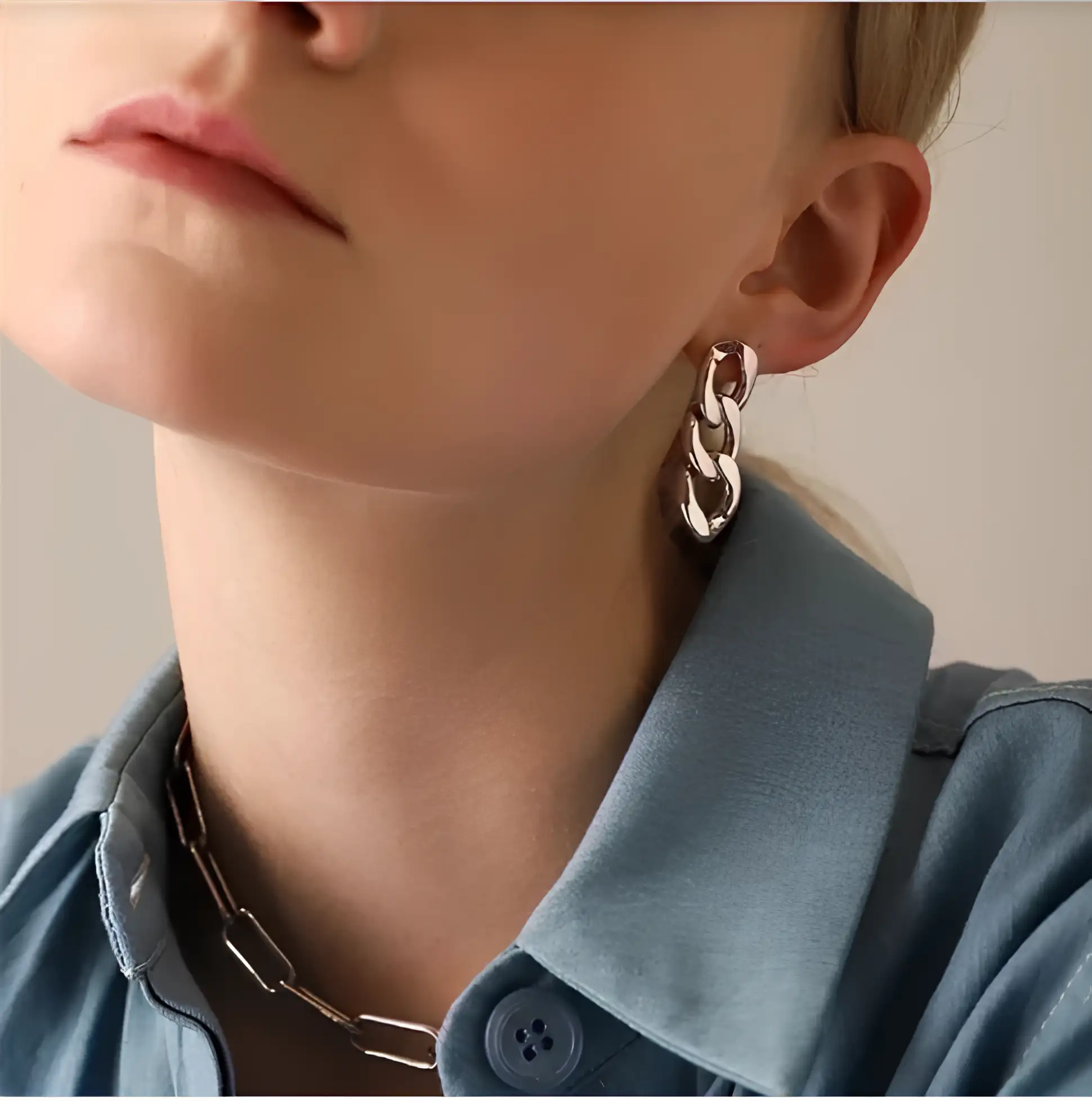 Créoles Maillons "Chunky" argentée